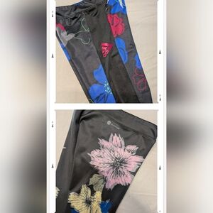 TWO Pair of Black Floral Aeroready Adidas Girls Leggings. Sz LG/14.